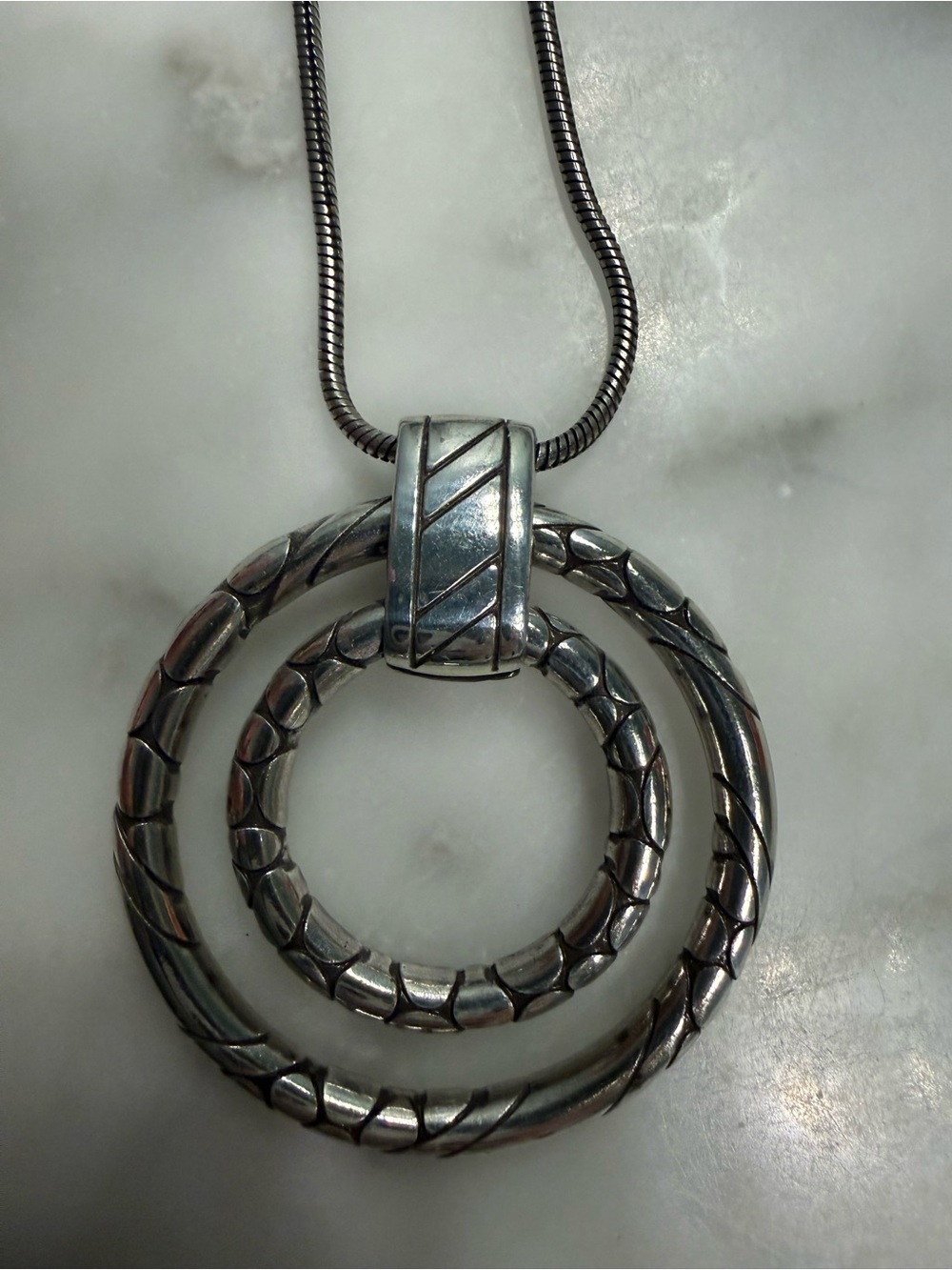 Brighton Silver Double Circle Pendant Necklace